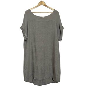 Lungo LArno Womens Linen Shift Dress Size 1X Beige Lagenlook Coastal Grandma